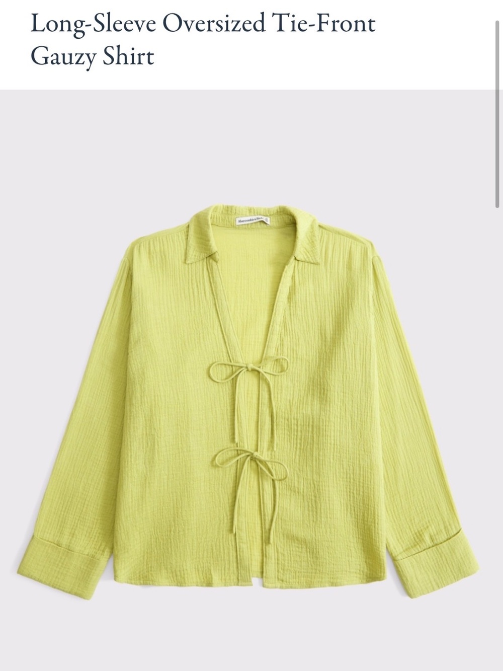 Abercrombie Long-Sleeve Oversized Tie-Front Gauzy Shirt - Green